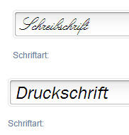Gravur Schirftarten