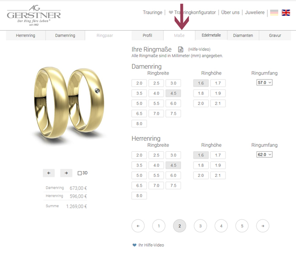 Konfigurator Gerstner Eheringe